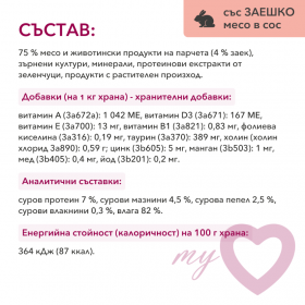 Пауч за котки My Love Adult cats  with rabbit, beef 4 броя със заешко и телешко месо в сос